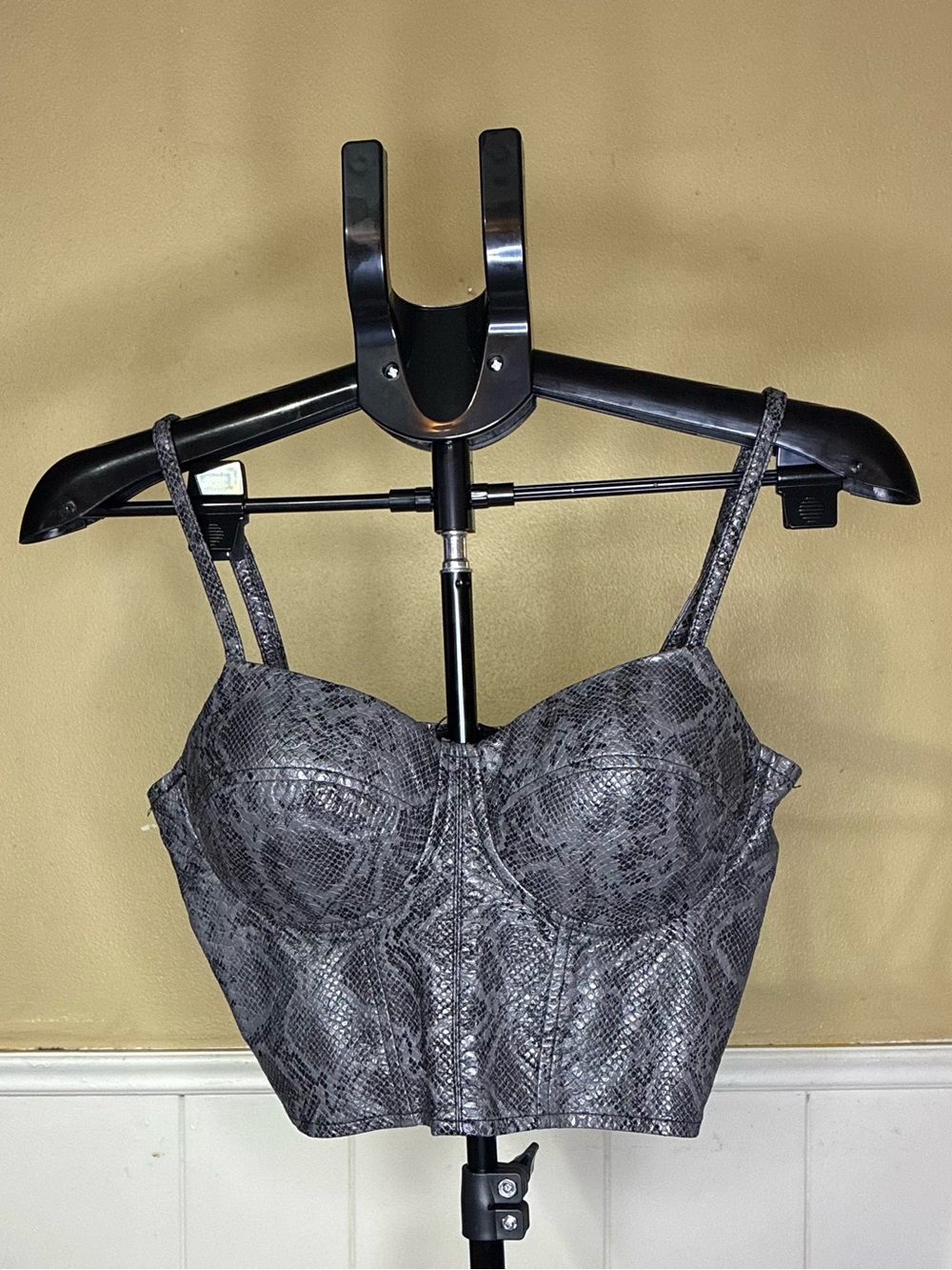 Say What? Gray Snake-Print Bustier Crop Top